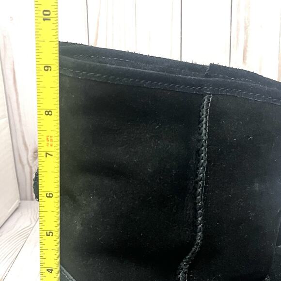 Minnetonka Women's Black Suede Sheepskin Wool Lined Short Boots Size 10 - Picture 11 of 13